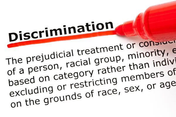 definition of discrimination underlined in red pen